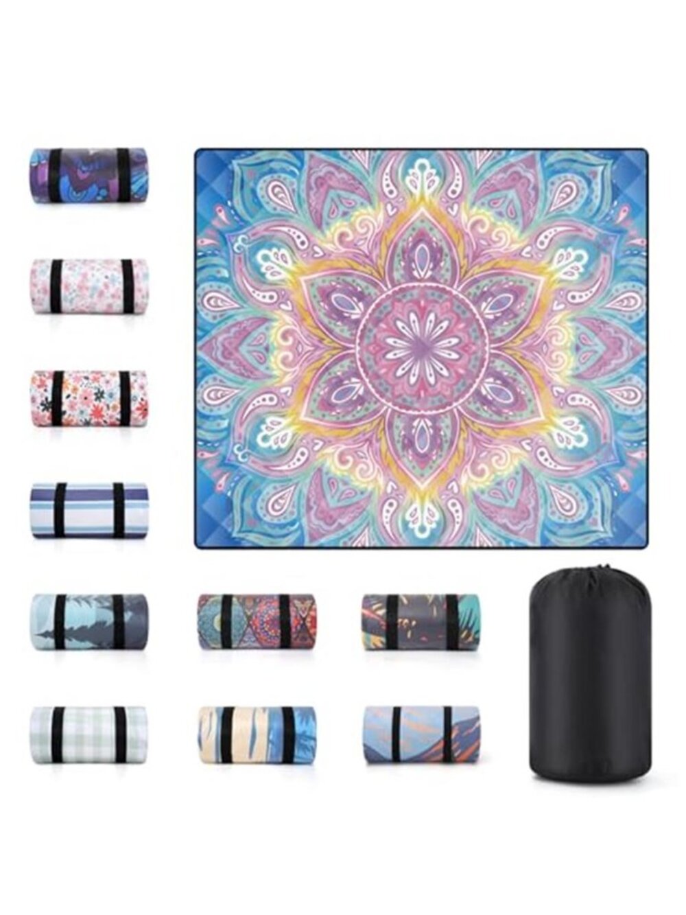 Waterproof Sand Free Beach Picnic Blanket Mat Oversized Yoga Camping Mandala Set